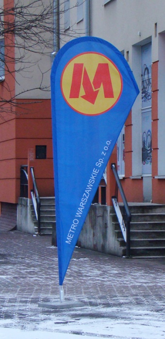 Metro Warszawskie - beach flagi z logo - 114cm x 300cm