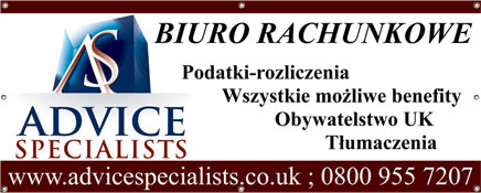 Baner 3m x 1,2m dla polskiego biura rachunkowego w Wielkiej Brytanii