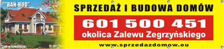 Baner informacyjny reklamujący firmę sprzedającą domy