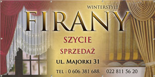 Baner informacyjny 2m x 1m frontlight dla firmy szyjącej firany