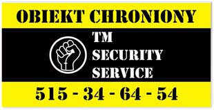 Tablica informacyjna o wymiarach 70cm x 35 cm dla TM Security
